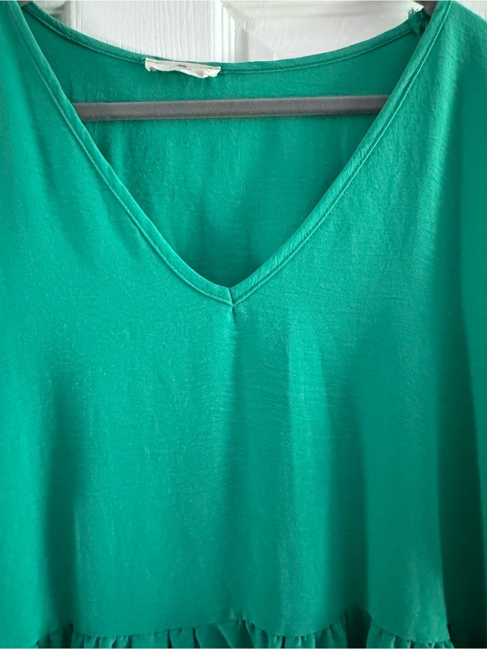 Entro XL Emerald Green Babydoll Tunic Top V-Neck Short Sleeve Boho Summer Top - Picture 5 of 12